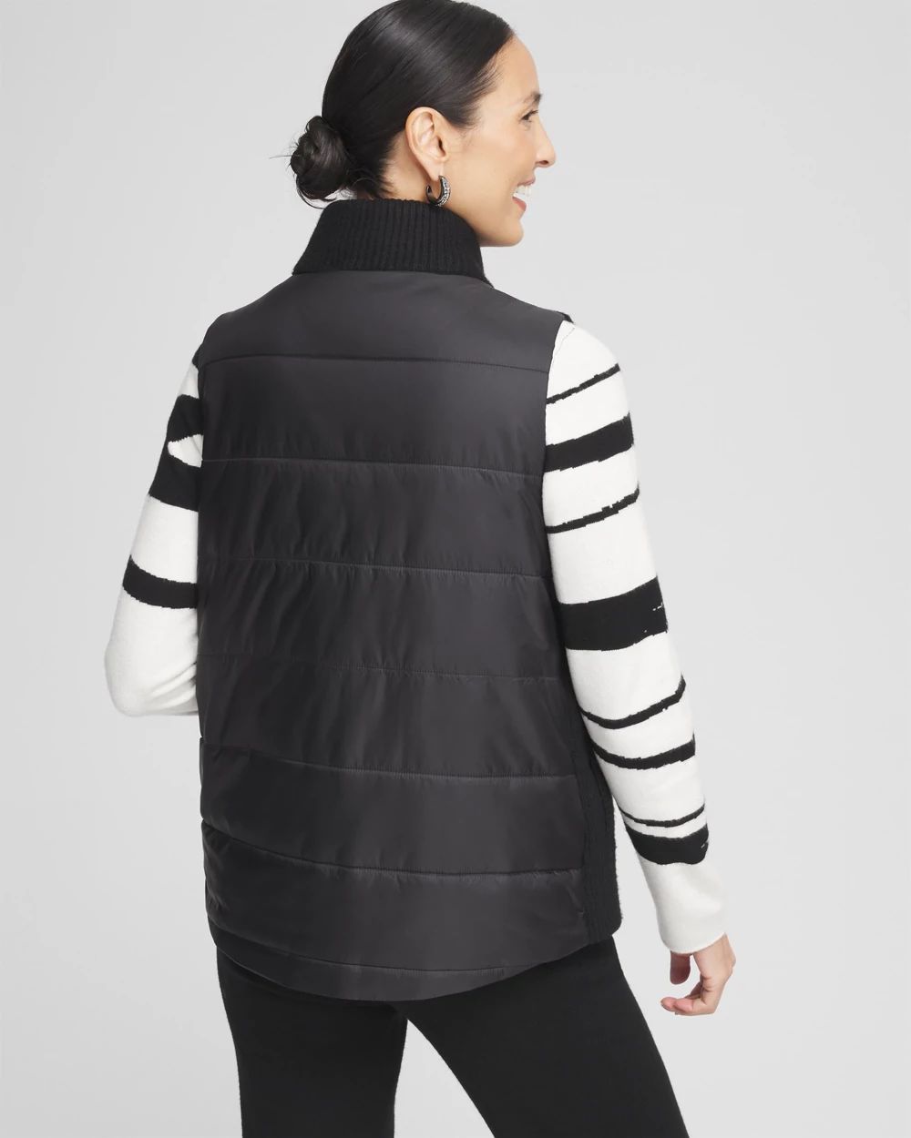 トップス CARORIE PADDED BIG REBERSIBLE VEST BLACK - トップス